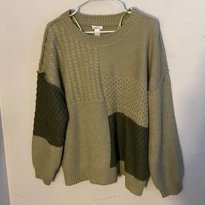 Rue21 Green Colorblock Multi-texture Sweater